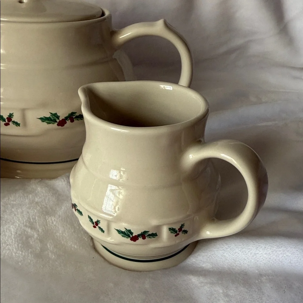 Longaberger Pottery Cream Teapot -Sugar And‎ Cream Set